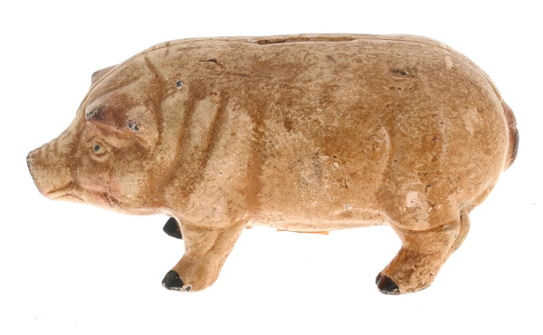 Tire-lire cochon en fonte ancienne, H 7,