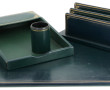 Nécessaire de bureau en cuir vert frappé