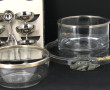 Plat à tarte sur piédouche en verre + 6