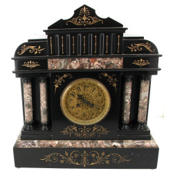 Pendule en marbre XIXe montants à colonn