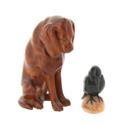 Deux sujets animaliers en bois sculpté :