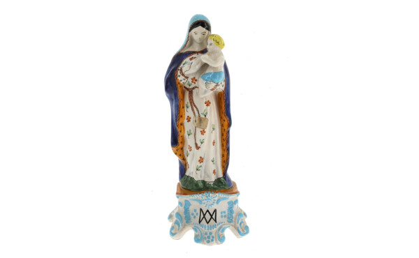 Vierge à l'Enfant, statuette en faïence 