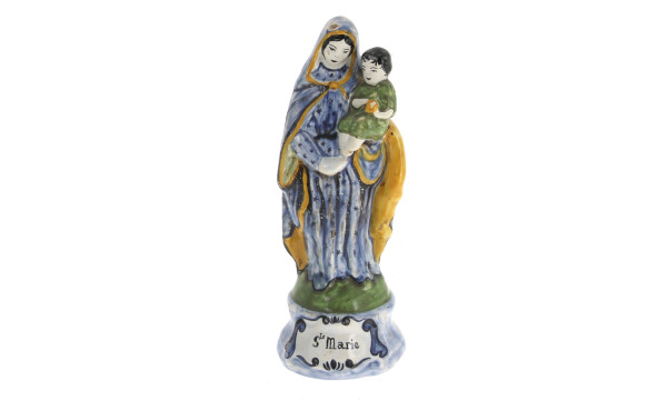 "Ste Marie", statuette en faïence polych