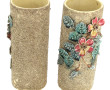Paire de vases rouleaux en barbotine à d