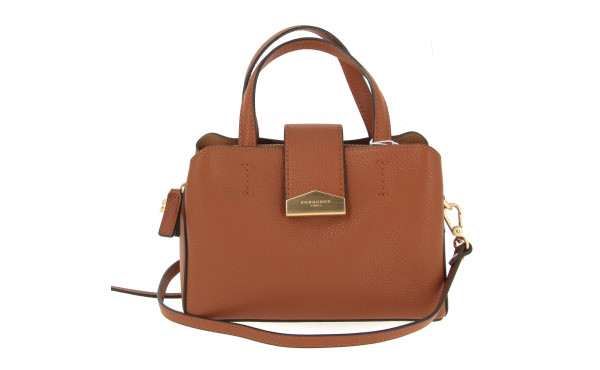 POURCHET - Sac en cuir camel, à deux ans