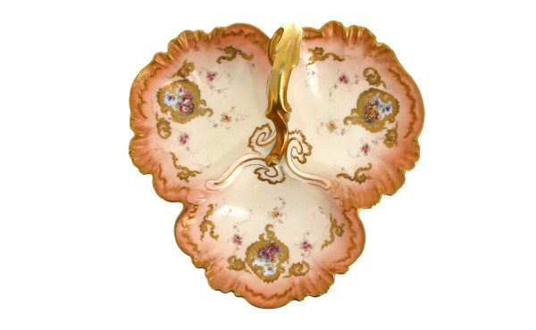Serviteur trifeuille en porcelaine polyc