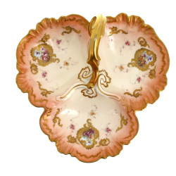 Serviteur trifeuille en porcelaine polyc