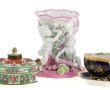 Encrier en porcelaine à décor floral : o