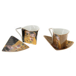 Paire de tasses et sous-tasses décor d'a