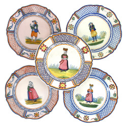 HENRIOT Quimper - 5 assiettes à bords co