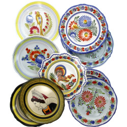 QUIMPER - Lot de 10 assiettes en faïence