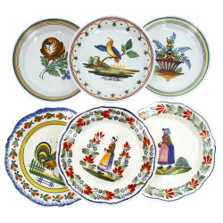 QUIMPER et MALICORNE - Lot de 6 assiette
