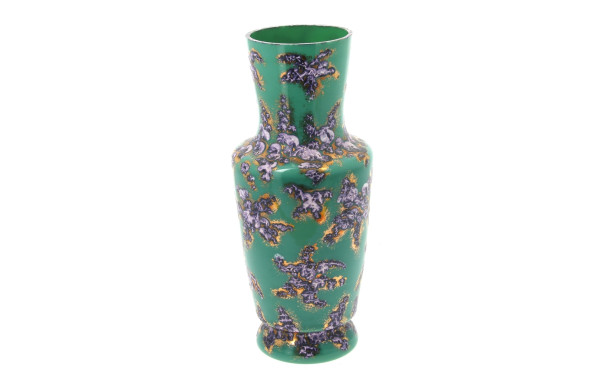 Vase en verre opalin vert à décor d'étoi