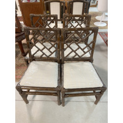 Paire de fauteuils en rotin et 4 chaises