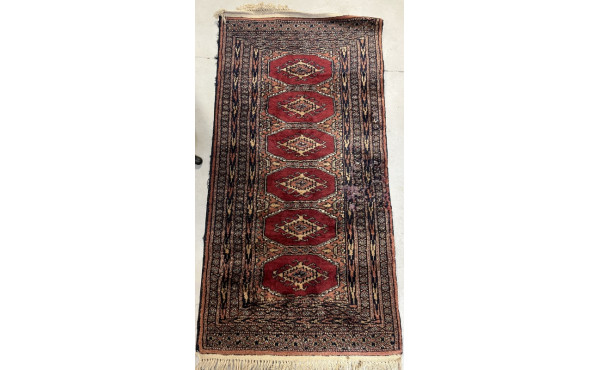 Petit tapis galerie laine points noués, 