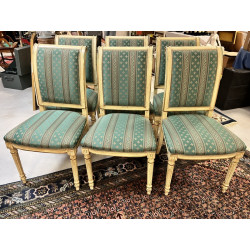 6 chaises style Directoire tissu vert