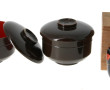 3 petits pots couverts en laque dont le 