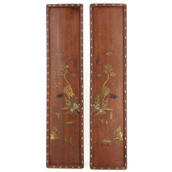 Paire de panneaux chinois en bois exotiq