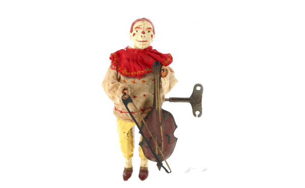 Clown violonceliste mécanisme à clé, fon
