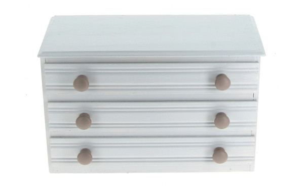 Petite commode de poupée laquée gris, ou