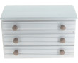 Petite commode de poupée laquée gris, ou