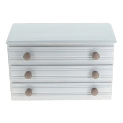 Petite commode de poupée laquée gris, ou