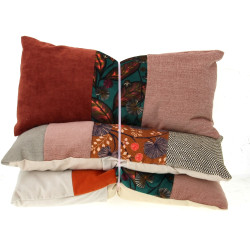 Lot de 3 coussins vieux rose et rouille,