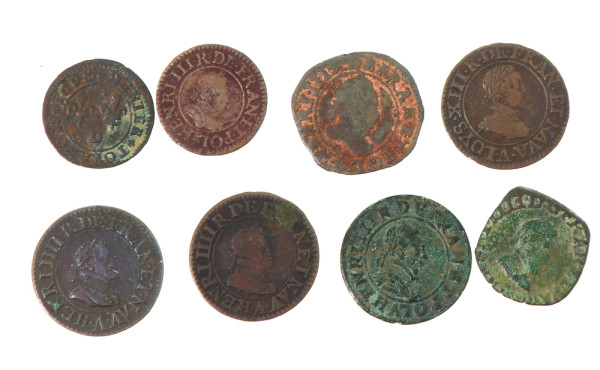 Ensemble de 8 denier tournois et double