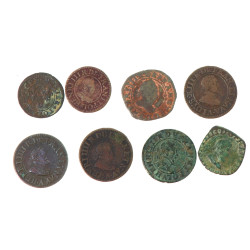 Ensemble de 8 denier tournois et double