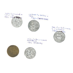 5 jetons de nécessité 25 cts Carpentras,