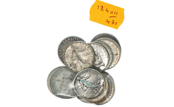 20 p. de 1 fr argent poids 100 grs