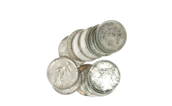 17 p. de 5 fr argent années 60 poids 205