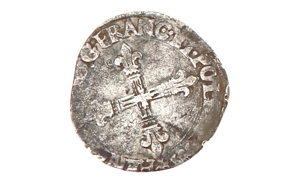 HENRI III - 1/4 écu d'écu argent 1589 T 