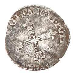 HENRI III - 1/4 écu d'écu argent 1589 T 