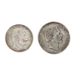 Lot de 2 pièces en argent XIXème : 5 mar