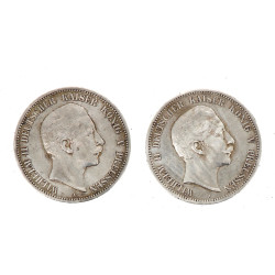 Prusse - Deux pièces en argent 900ème, 5