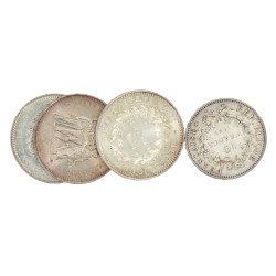 Lot de 4 pièces France en argent : 1 piè