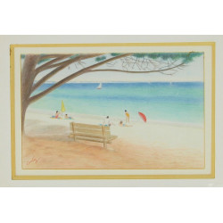 Jean CAVENG (1905-1993) "Plage en Finist