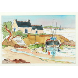 Louis MAHE (Xxe) "Bateau amarré au port 