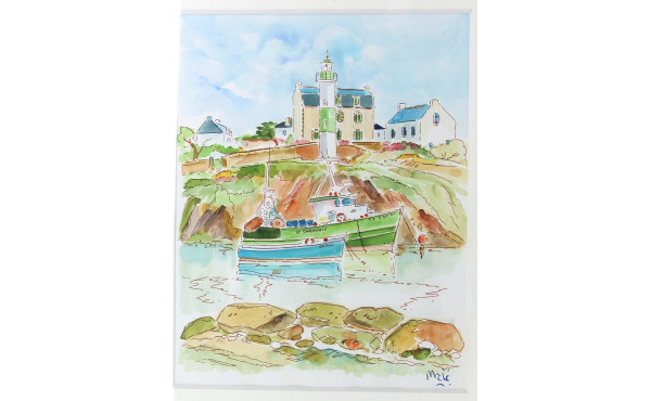 Louis MAHE (Xxe) "Port de Doëlan", aquar