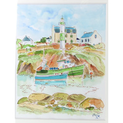 Louis MAHE (Xxe) "Port de Doëlan", aquar