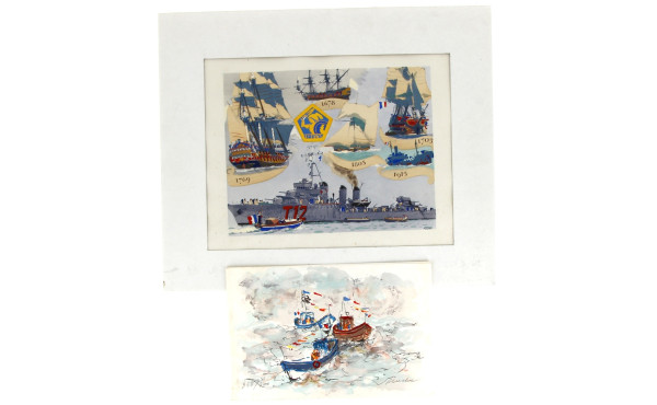 Albert BRENET (1903-2005) "Navires milit