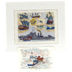 Albert BRENET (1903-2005) "Navires milit