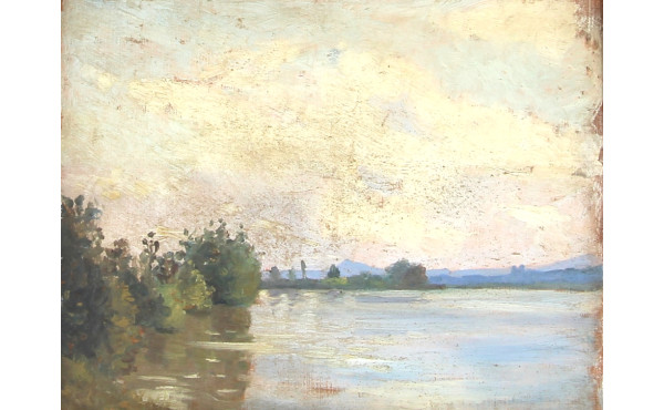 Ecole XIXème "Paysage au bord de l'eau",