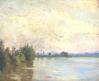 Ecole XIXème "Paysage au bord de l'eau",