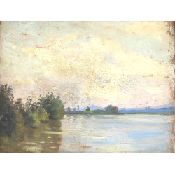 Ecole XIXème "Paysage au bord de l'eau",