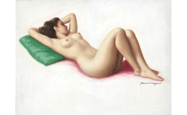 Joan MAYOR (XXème) "Nu féminin au coussi