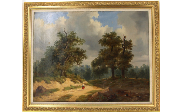 Ecole XIXème "Paysanne sur le chemin et 