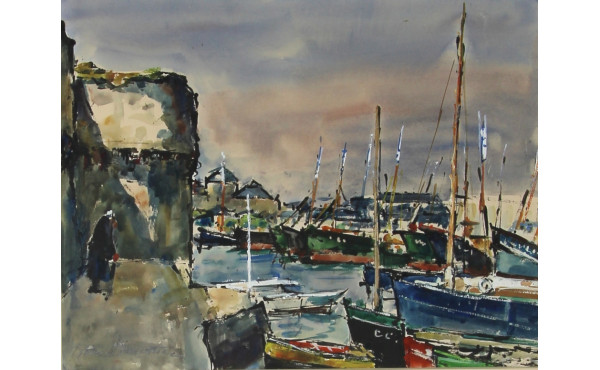 René LE FORESTIER (1903-1972) "Le port e