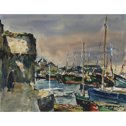 René LE FORESTIER (1903-1972) "Le port e